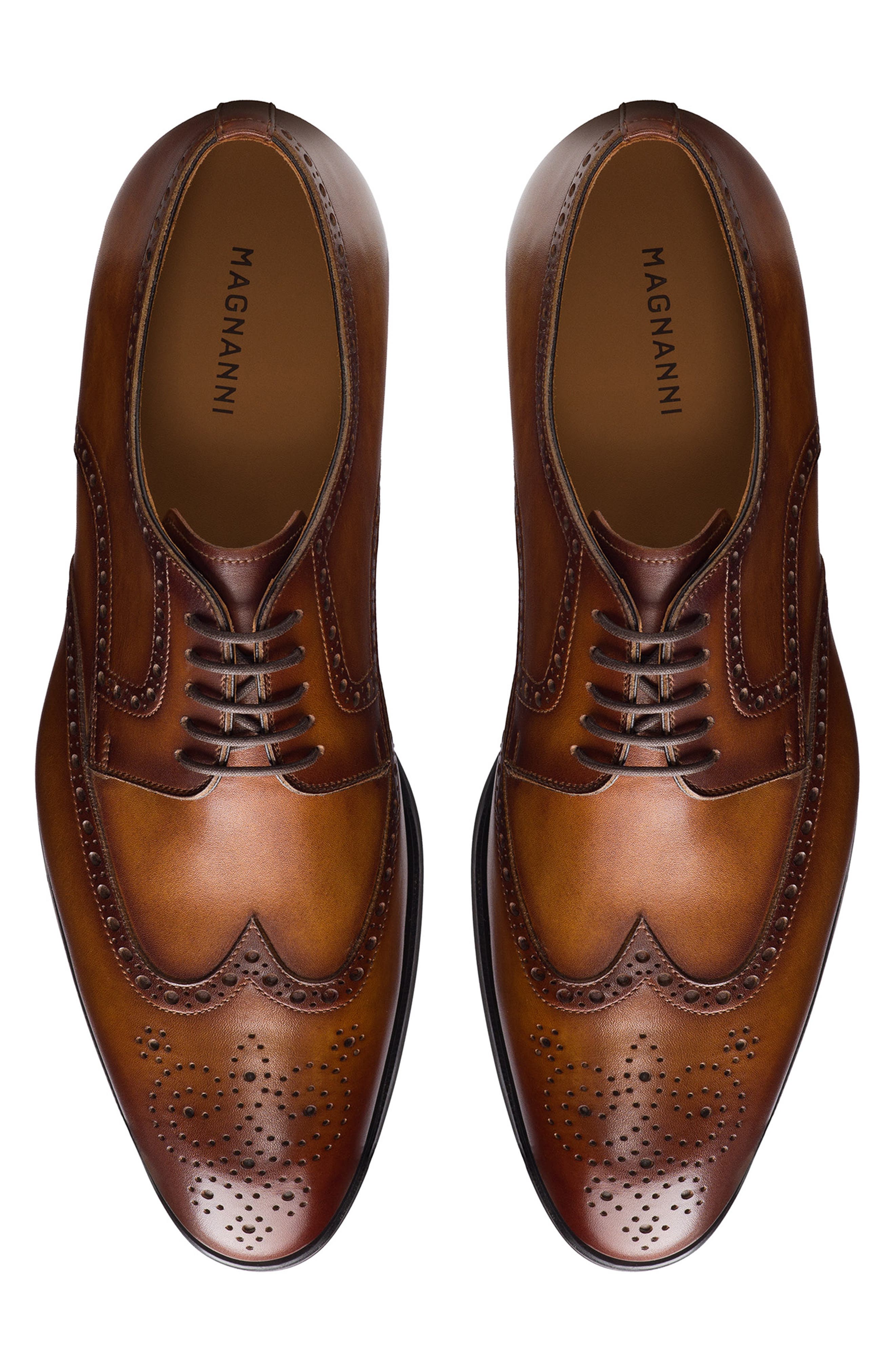 Magnanni McAlester Wingtip Derby, Alternate, color, Cognac
