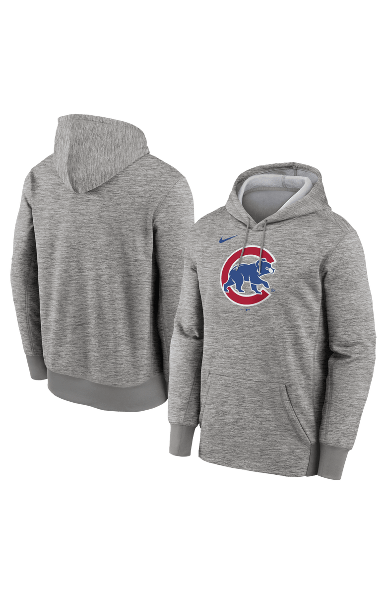 Nike Men's Nike Heather Gray Chicago Cubs Primary Logo Therma Hoodie, Main, color, Heather Gray