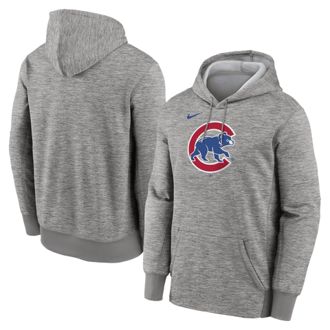Men's Nike Heather Gray Chicago Cubs Primary Logo Therma Hoodie