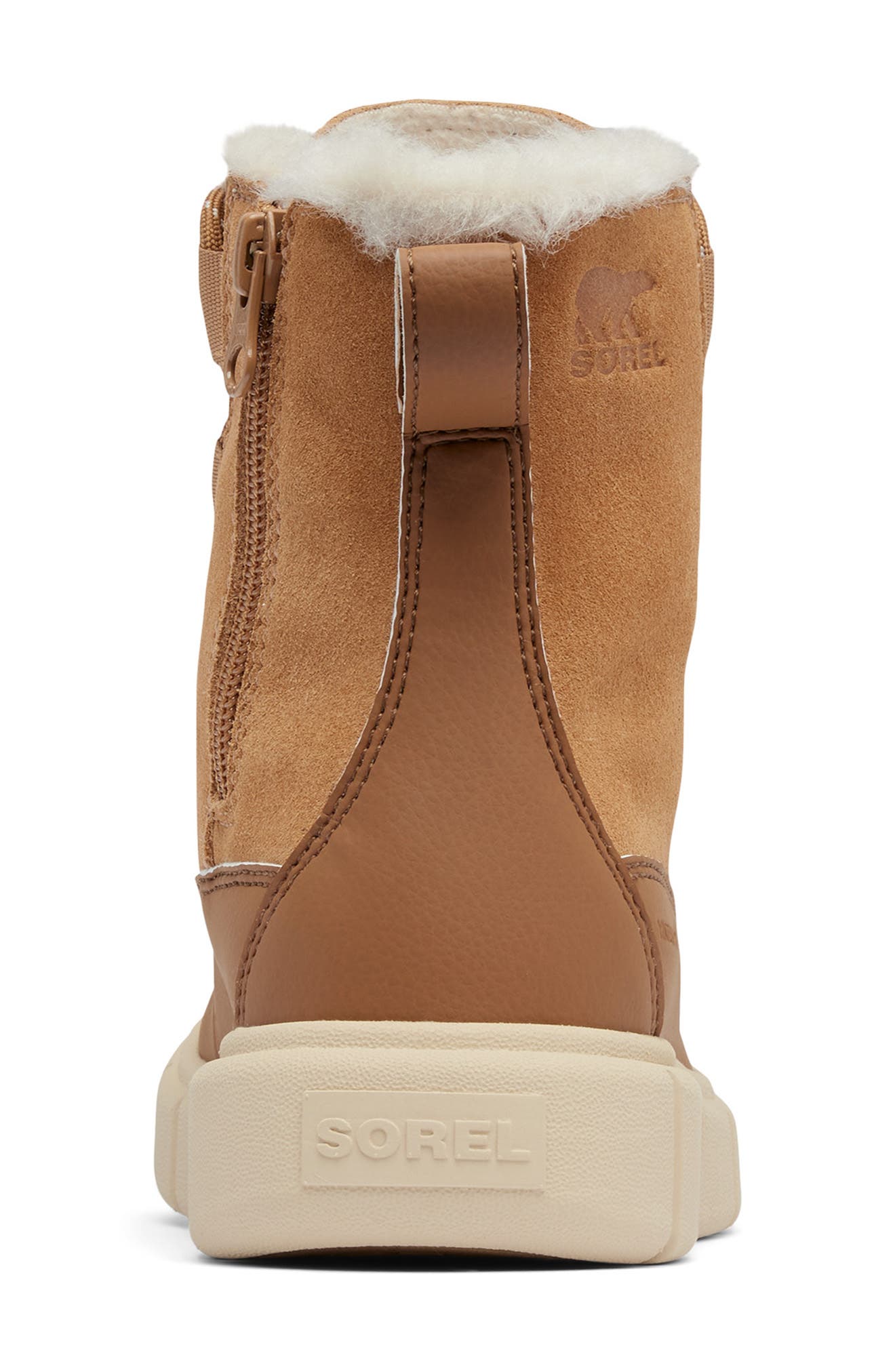 SOREL Kids' Explorer III Faux Fur Waterproof Boot, Alternate, color, Tawny Buff/ Bleached Ceramic