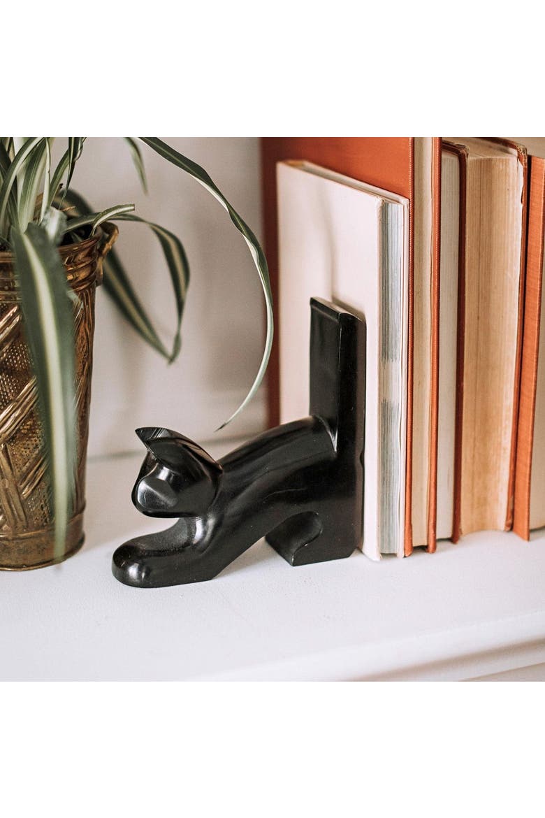 Playful Cat Bookends, Alternate, color, Tan