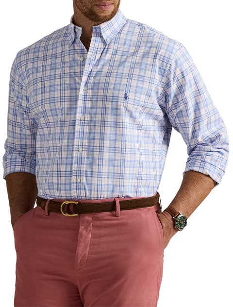 Big & Tall Checked Stretch Poplin Sport Shirt