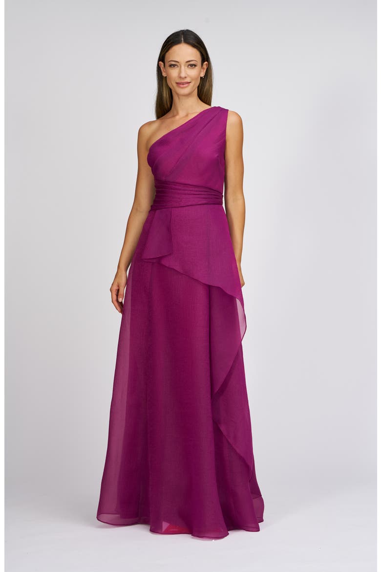 Seraphina One-Shoulder Organza Gown, Alternate, color, VIOLET ROSE
