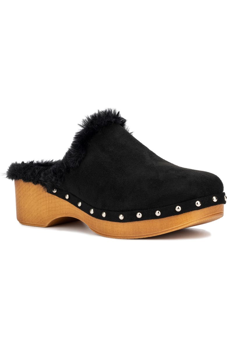 NEW YORK AND COMPANY Wynna Studded Faux Fur Lined Clog, Main, color, Black