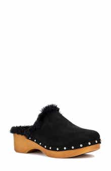 NEW YORK AND COMPANY Wynna Studded Faux Fur Lined Clog