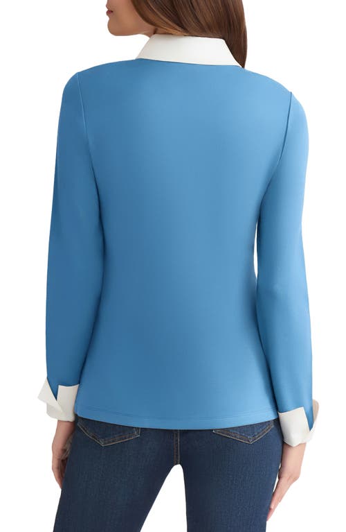 Jones New York Layered Look Long Sleeve Top In Blue
