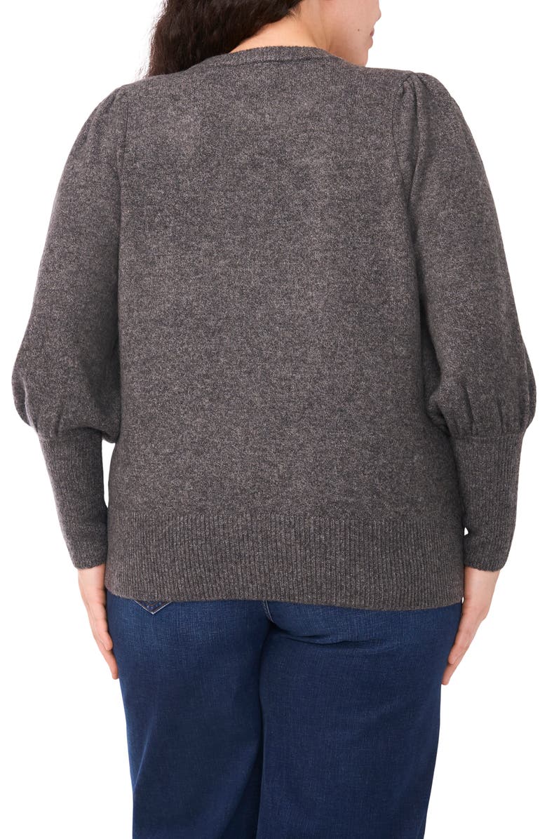 CeCe Faux Pearl Heart Applique Sweater, Alternate, color, Medium Heather Grey