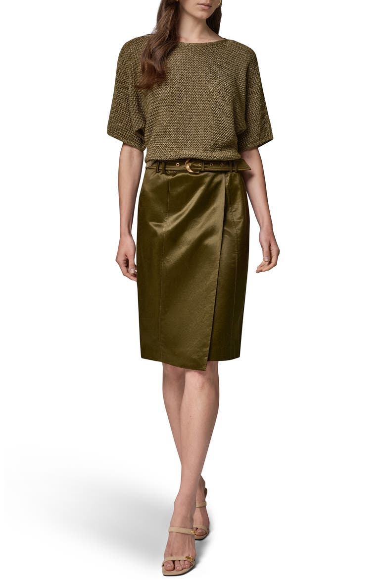 Belted Wrap Midi Skirt, Alternate, color, OLIVE BRINE