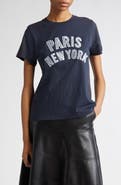 Cinq à Sept Paris New York Denim Appliqué T-Shirt
