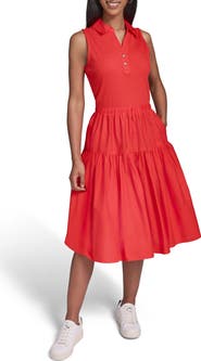 KARL LAGERFELD PARIS Mixed Media Midi Dress