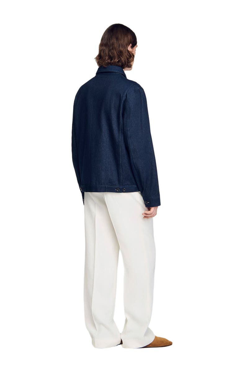 SANDRO Denim worker jacket, Alternate, color, Navy Blue