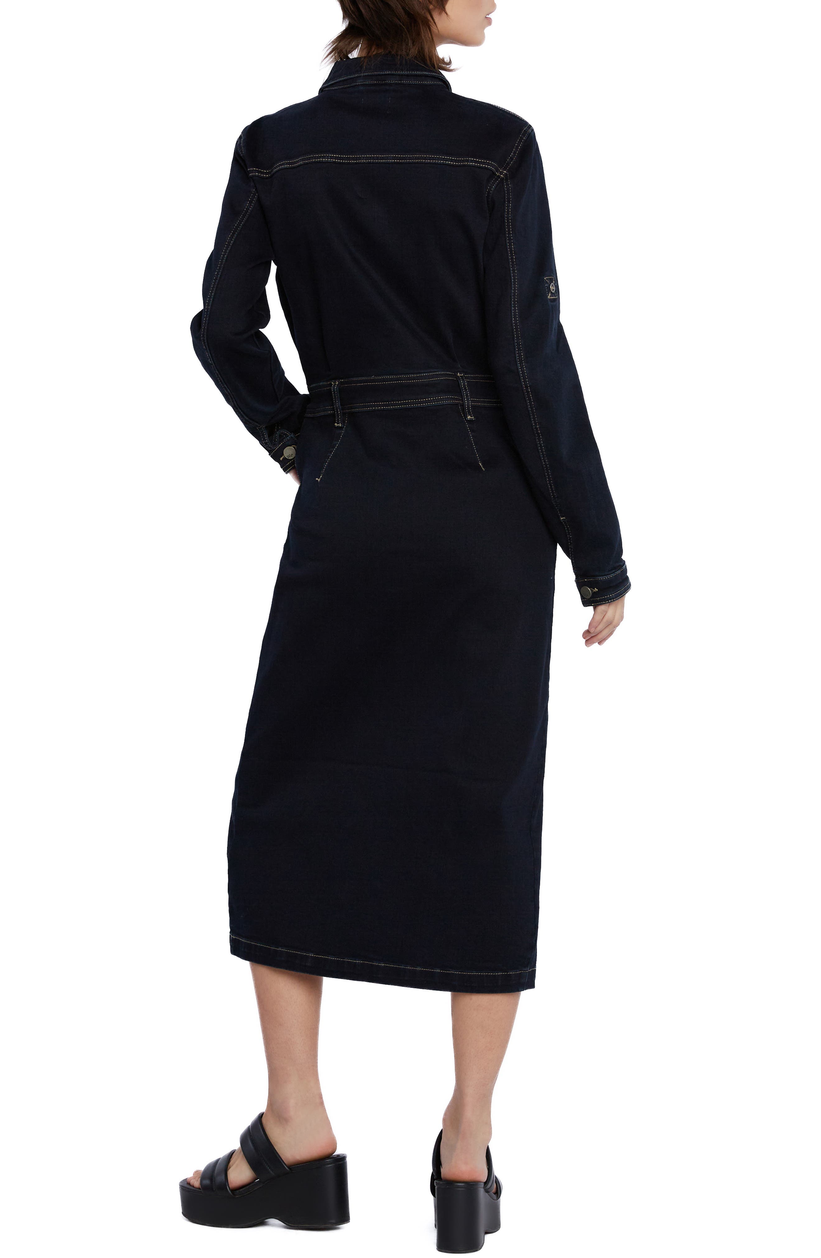 Wash Lab Denim Long Sleeve Denim Midi Shirtdress (Women) | Nordstromrack