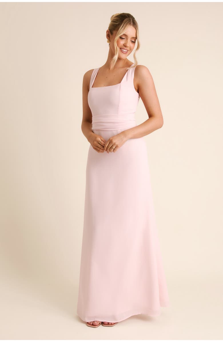 Six Stories Square Neck Chiffon Bridesmaid Dress, Alternate, color, Ballet Pink