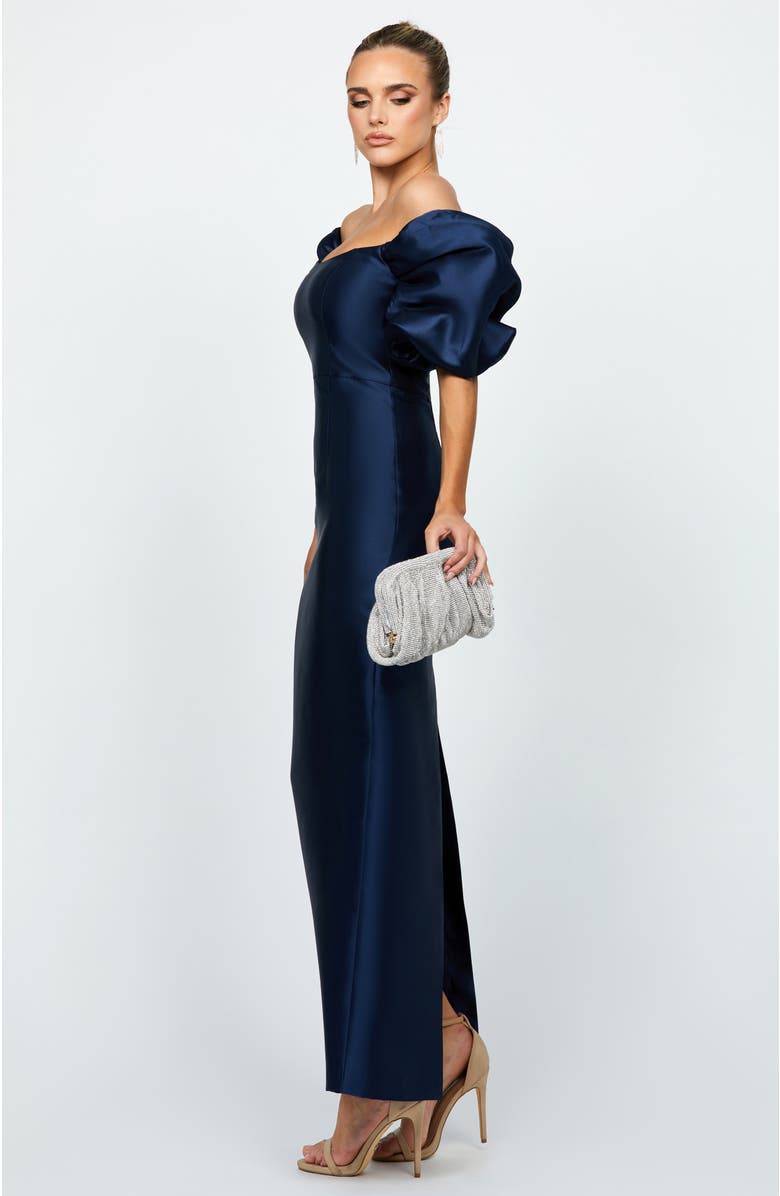 Bariano Meredith Puff Sleeves Scooped Gown, Alternate, color, Navy