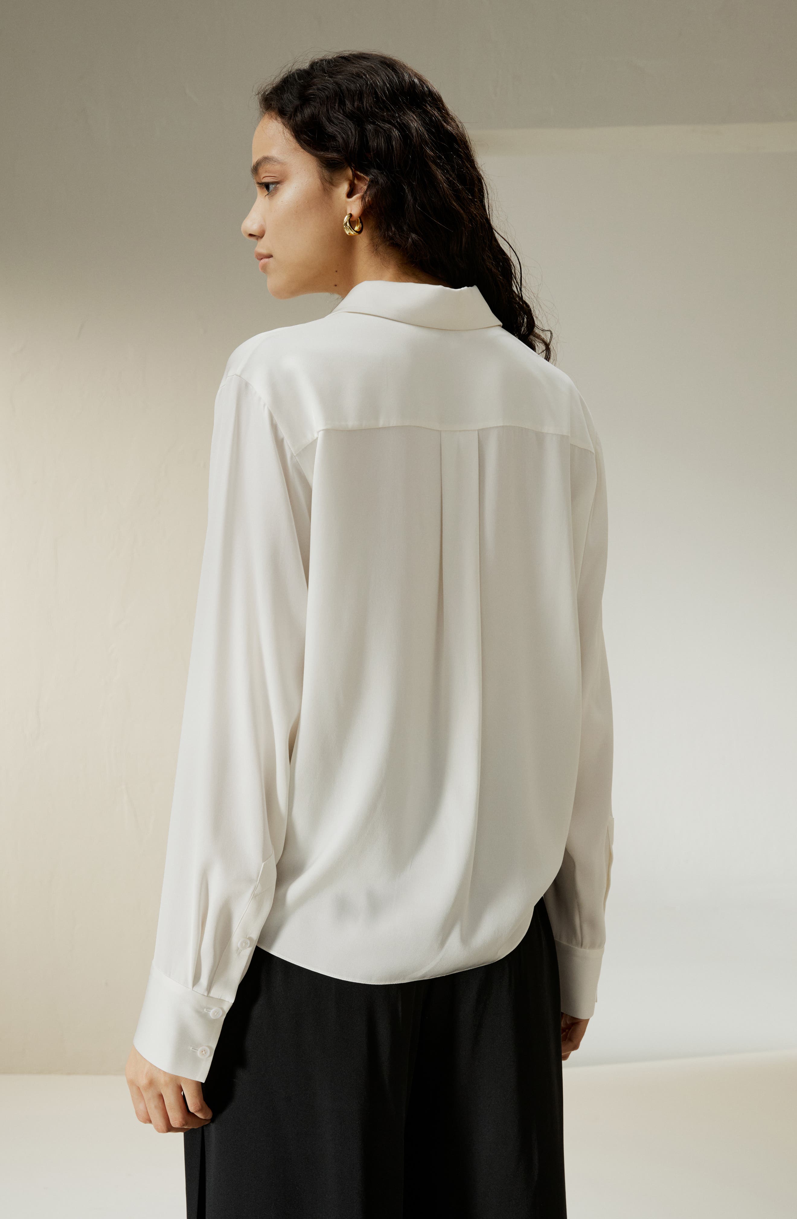 Hem Pleated Silk Blouse - image 2