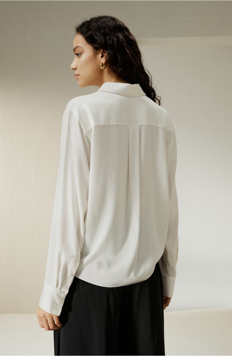 Lilysilk Hem Pleated Silk Blouse, Alternate, color, White