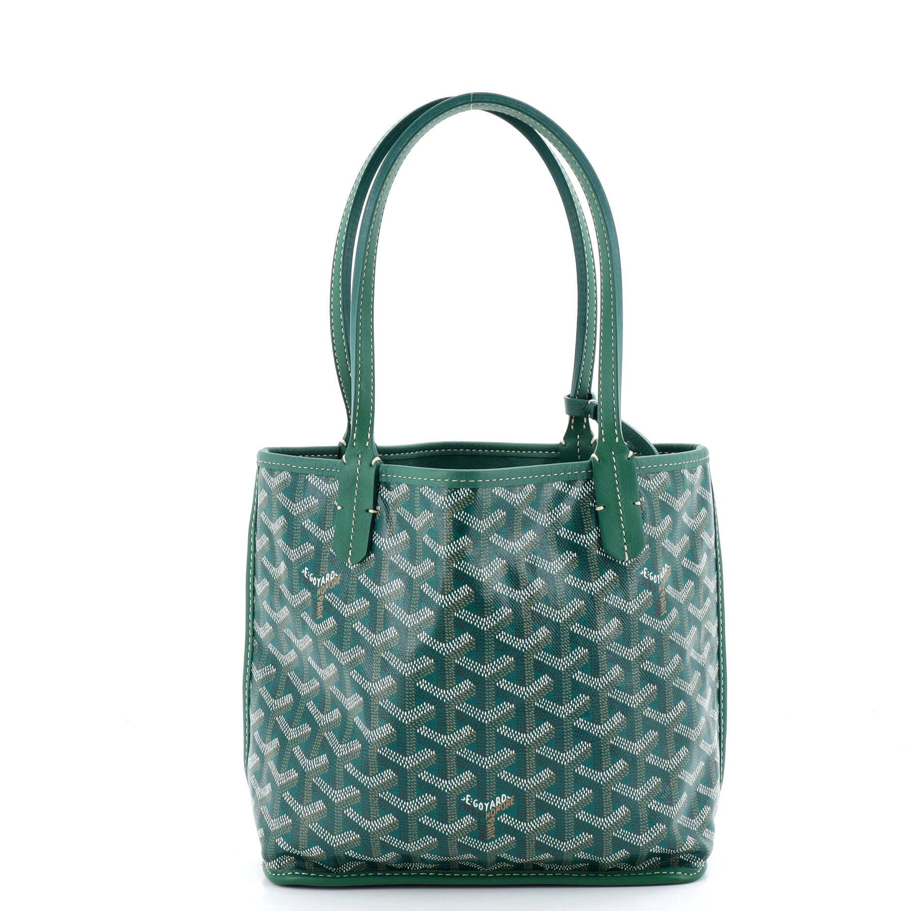 Pre-Owned Goyard Anjou Reversible Tote Coated Canvas Mini, Main, color, Green