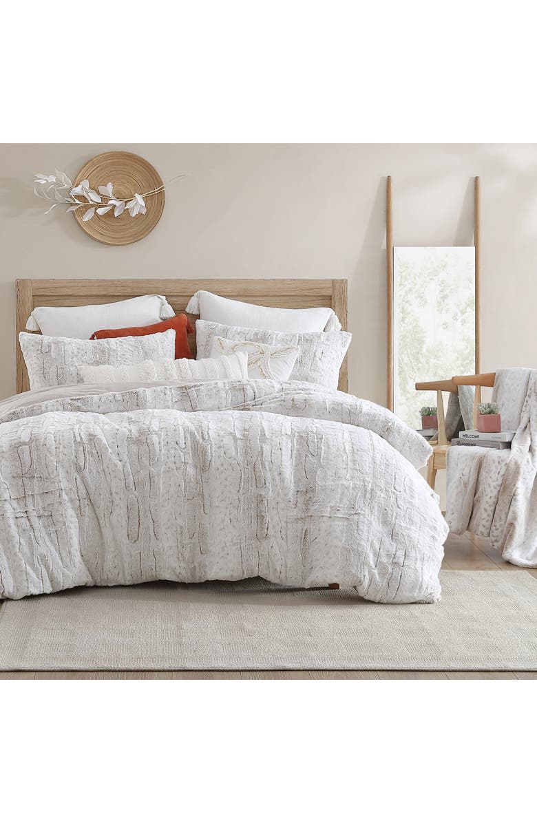 Peri Home Snow Leopard Faux Fur Comforter & Shams Set, Alternate, color, Ivory