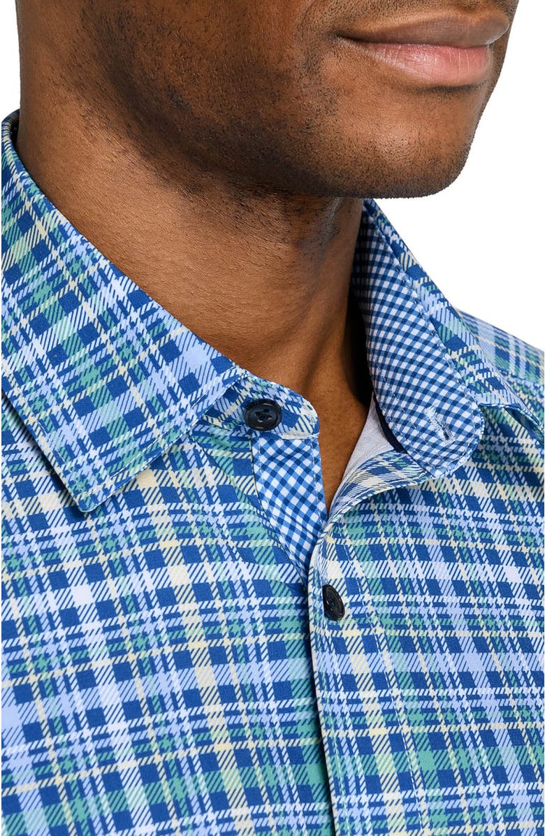 CONSTRUCT Slim Fit Multi Plaid Woven Long Sleeve Basic Shirt, Alternate, color, Navy/Green