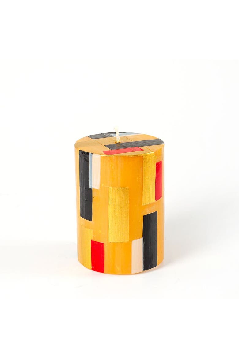 Klimt Painted Pillar Candle, Main, color, Gold - 3x4"