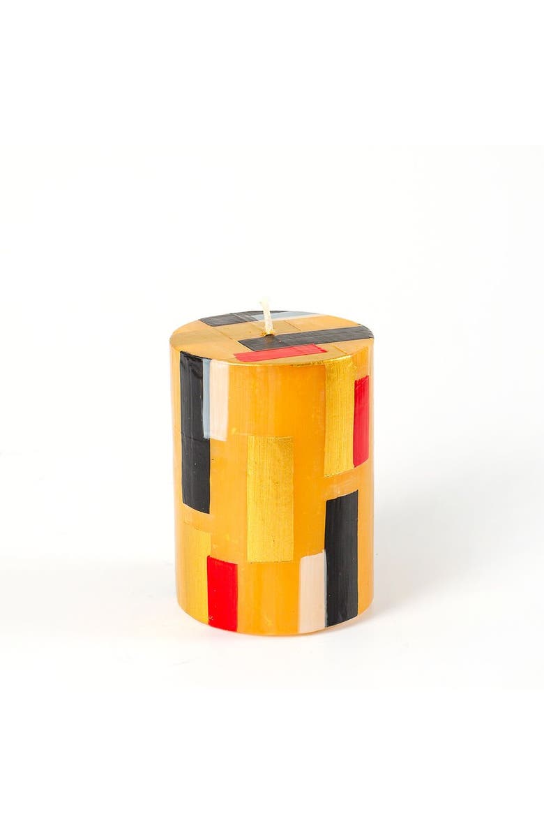 Thumbprint Artifacts Klimt Painted Pillar Candle, Main, color, Gold - 3X4"