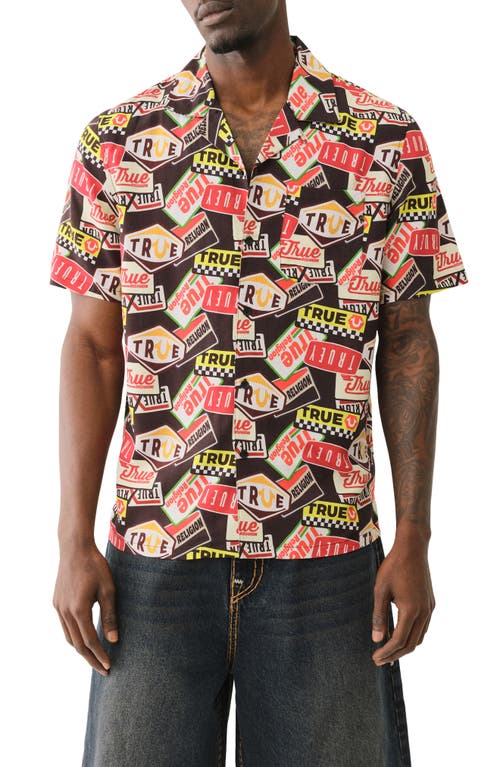 True Religion All Love Camp Shirt in Black Yellow White  product