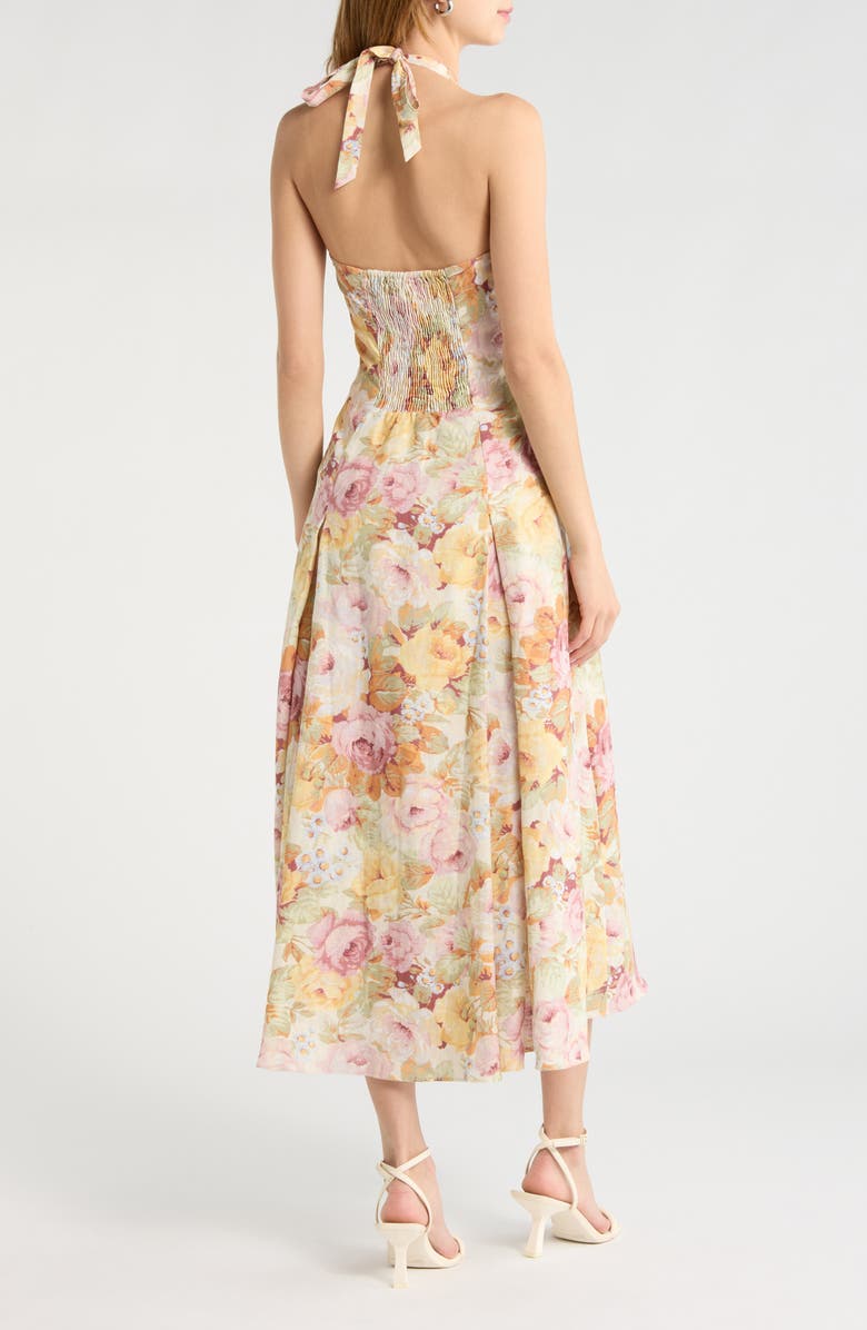 Faithfull the Brand Murano Floral Linen Halter Dress, Alternate, color, Giardino