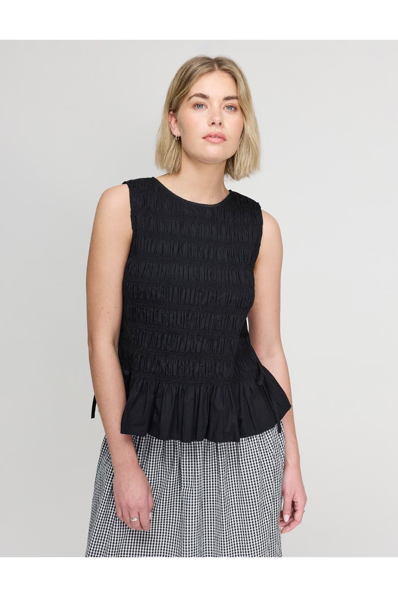 Malani Cotton Shirred Sleeveless Top, Main, color, Black