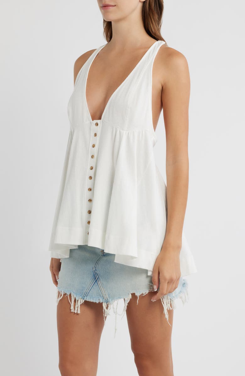 Free People Valerie Halter Neck Cotton Tunic Top, Alternate, color, Clean Ivory