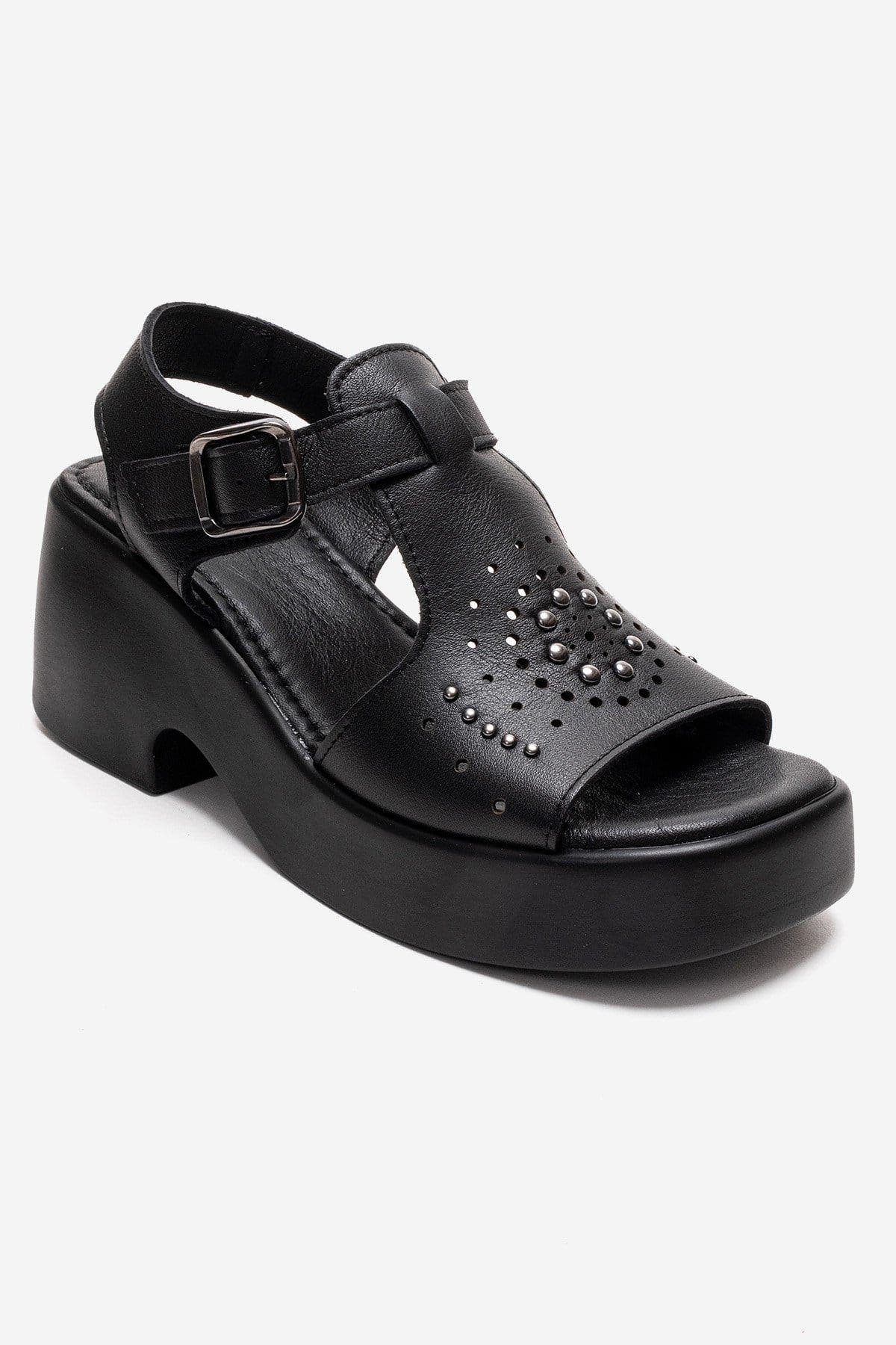 Forever & Always Shoes Romina Leather Platform Sandal, Alternate, color, Black