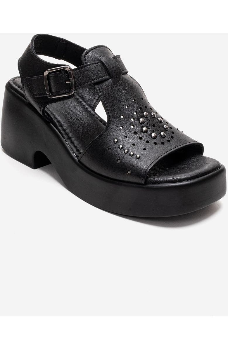 Forever & Always Shoes Romina Leather Platform Sandal, Alternate, color, Black
