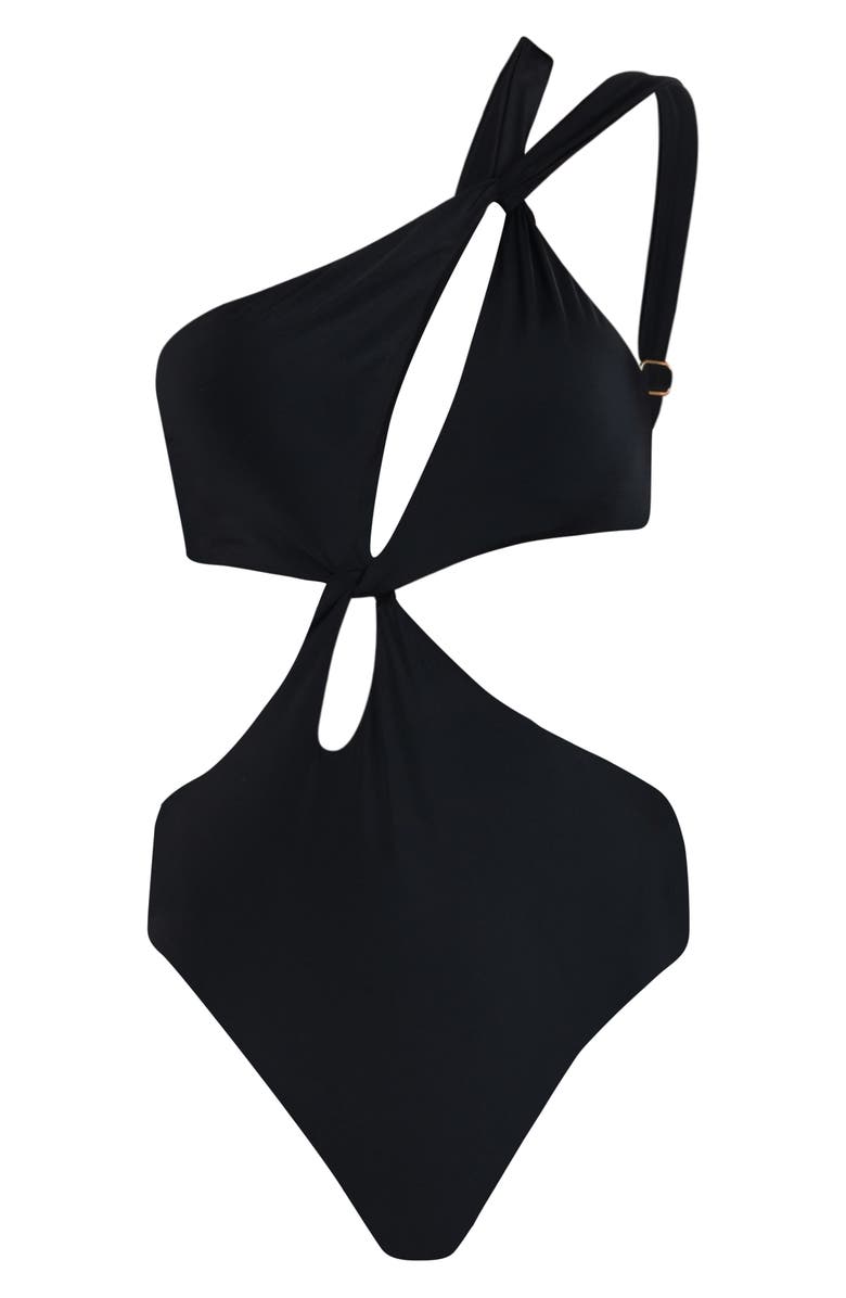 L'AGENCE Camilla Cutout One-Shoulder One-Piece Swimsuit, Alternate, color, Black