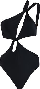 L'AGENCE Camilla Cutout One-Shoulder One-Piece Swimsuit