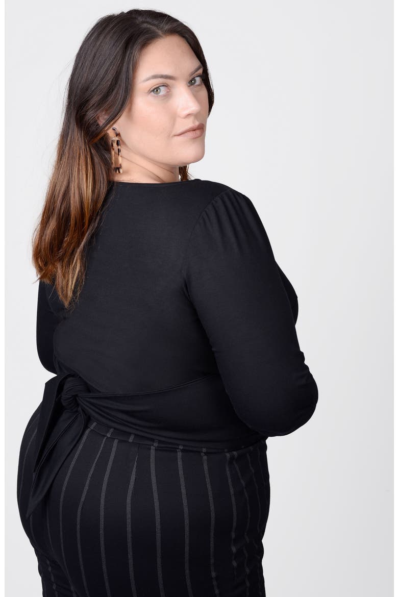 Tamara Keyhole Wrap Top, Alternate, color, BLACK