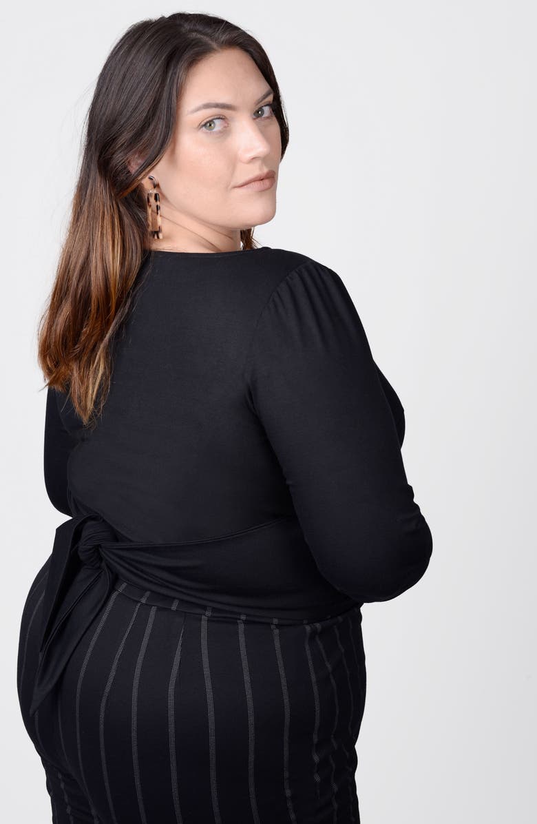 MAYES NYC Tamara Keyhole Wrap Top, Alternate, color, Black