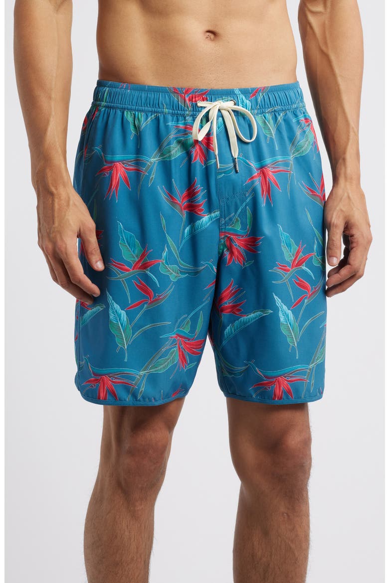 The Anchor Swim Trunks, Main, color, TEAL BIRDS OF PARADISE