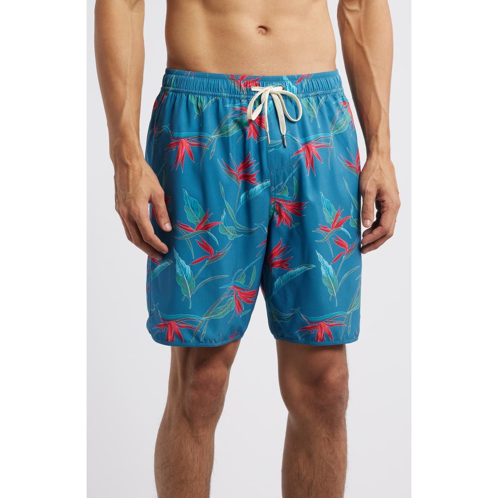 Fair Harbor The Anchor Swim Trunks In Teal Birds Of Paradise