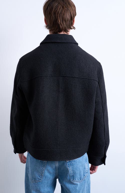 Topman Melton Zip Jacket In Black