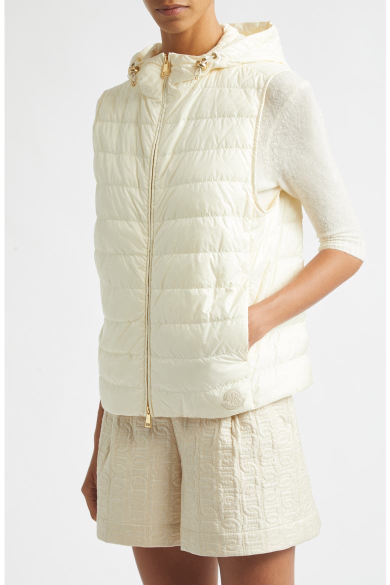 Hylesine Hooded Wool & Cotton Blend Bouclé Coat, Alternate, color, WHITE
