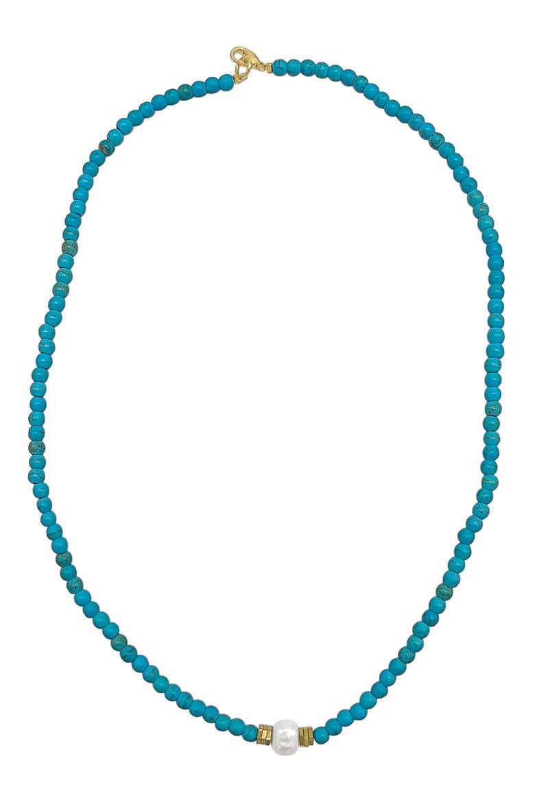 14K Gold Plated Beaded Necklace, Main, color, TURQUOISE