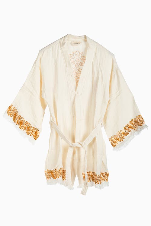 Forever & Always Shoes Romy Handmade Cotton Boho Kimono In Off-white