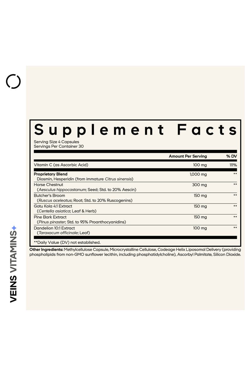 Codeage Veins Vitamins+, Alternate, color, White