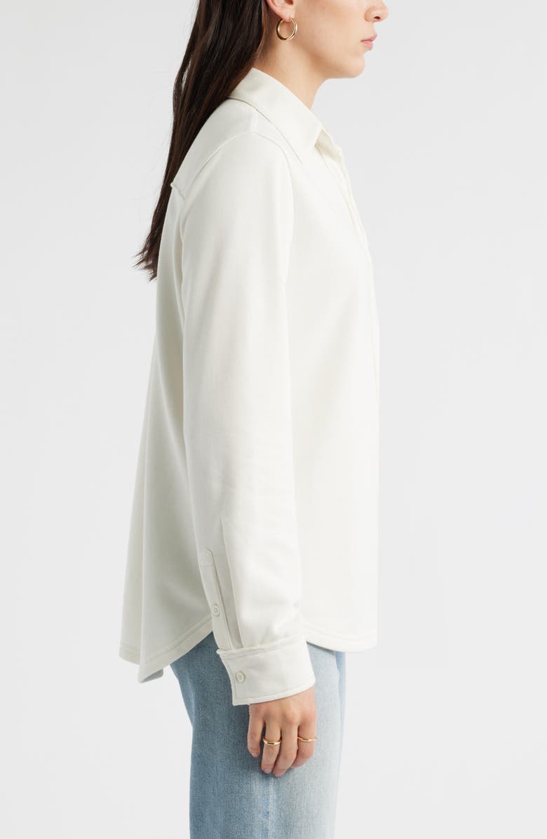 Caslon<sup>®</sup> French Terry Button-Up Shirt, Alternate, color, Ivory Pristine