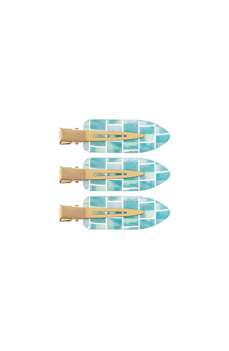 BY ADINA EDEN Iridescent Pastel Creaseless Clip Set, Main, color, Blue