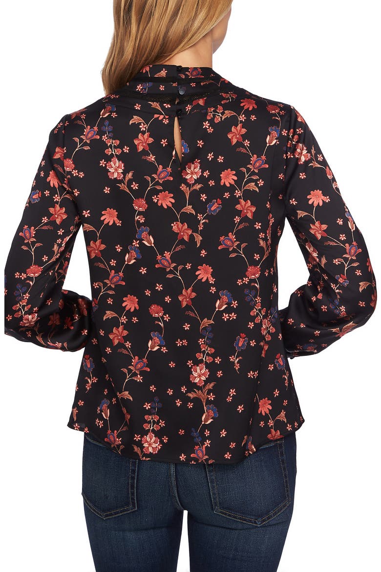 Bohemian Garden Crochet Detail Blouse, Alternate, color, RICH BLACK