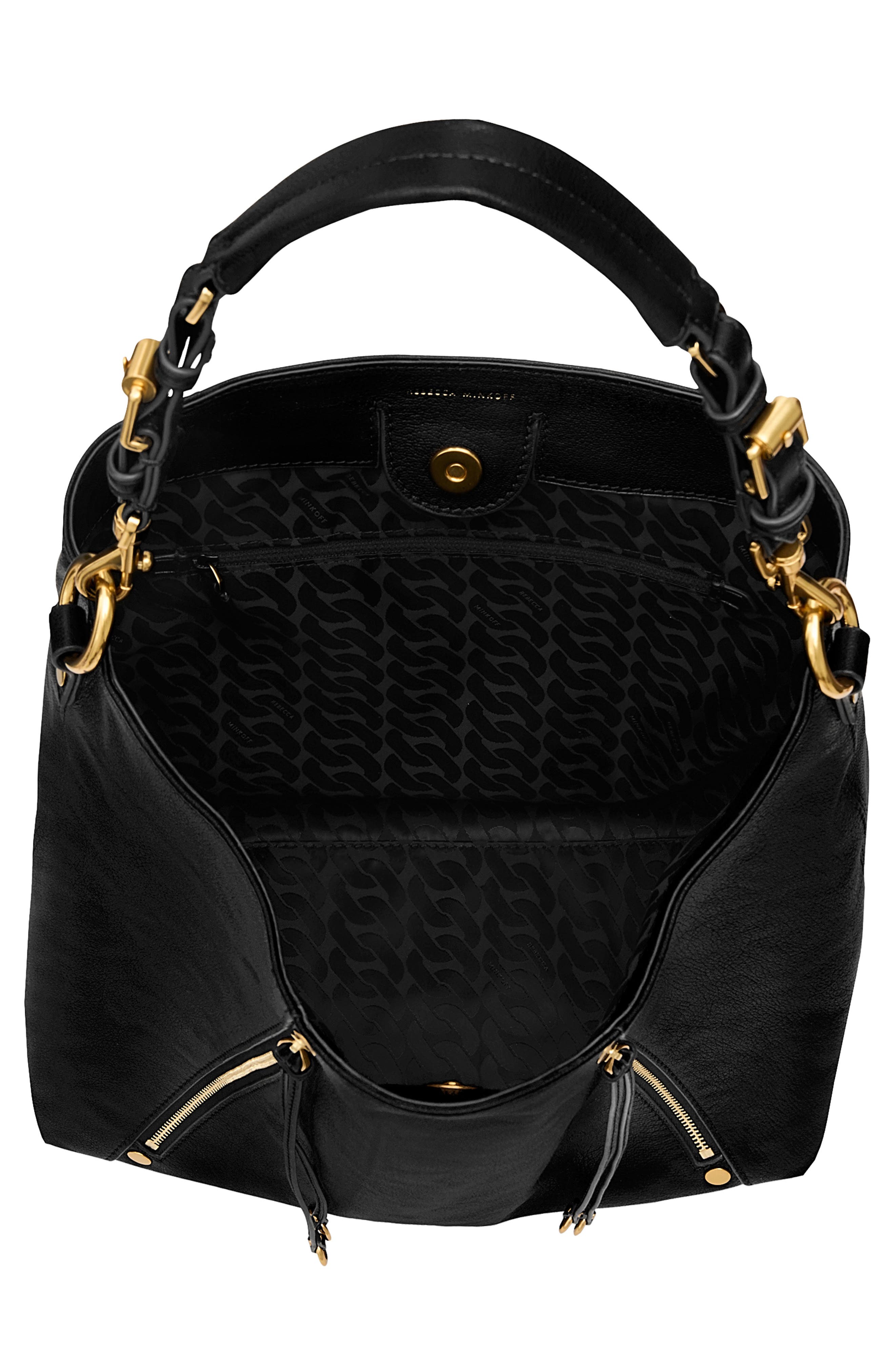 Rebecca Minkoff Rivington Leather Hobo Bag, Alternate, color, Black
