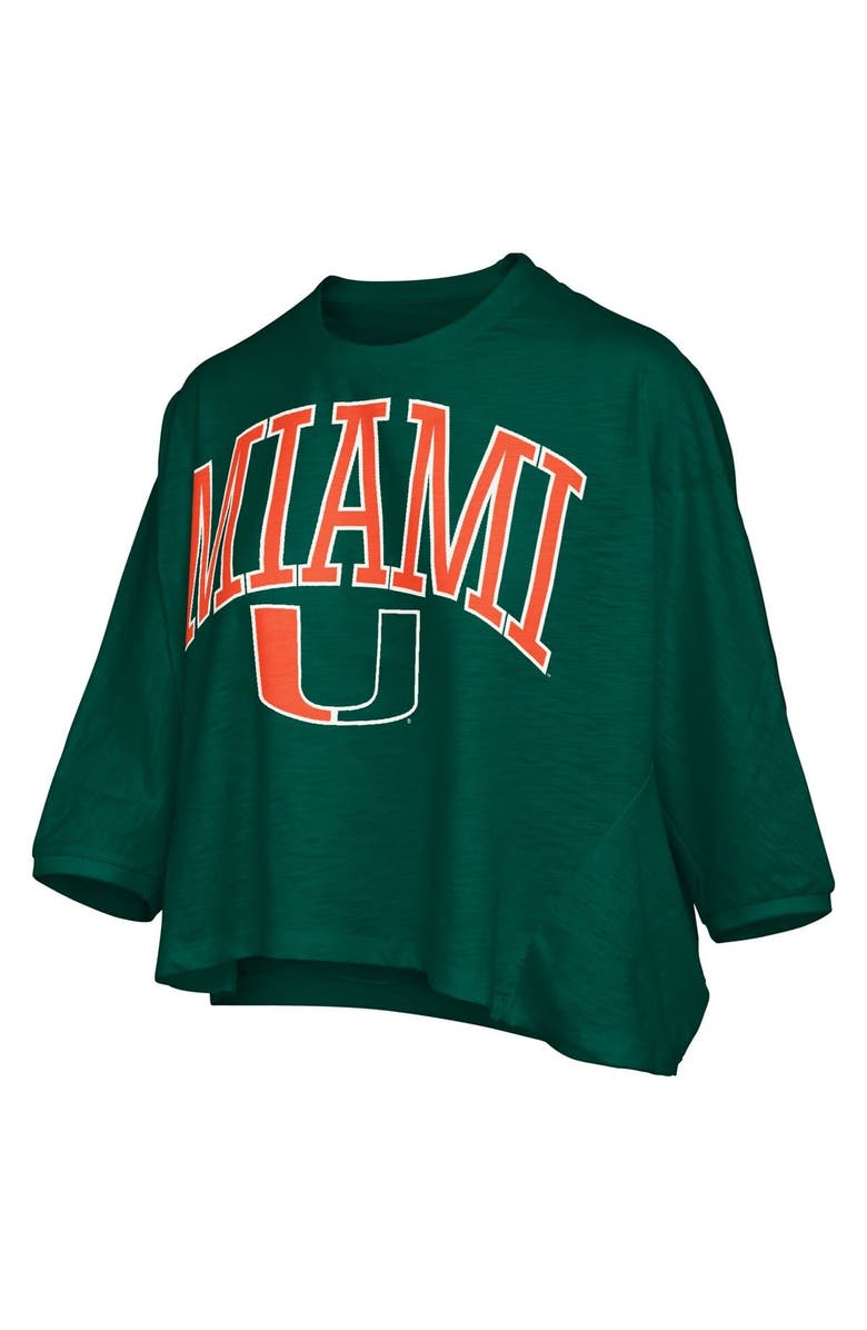 PRESSBOX Women's Pressbox  Green Miami Hurricanes Midi Arch Over Logo Oversized T-Shirt, Alternate, color, 