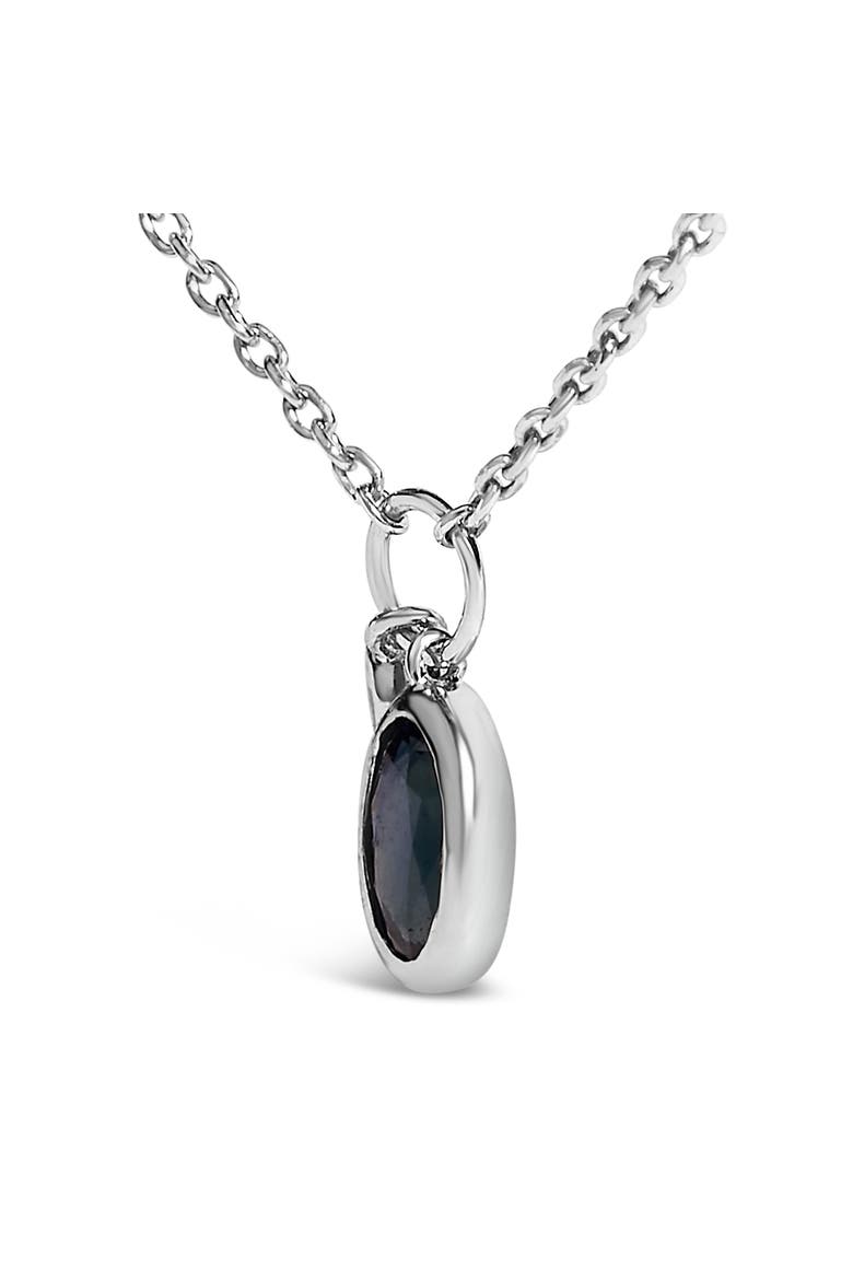 10K White Gold Oval Blue Sapphire and Diamond Double Charm Pendant Necklace, Alternate, color, White