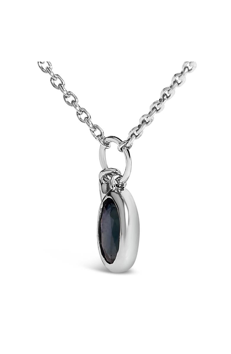 Haus of Brilliance 10K White Gold Oval Blue Sapphire and Diamond Double Charm Pendant Necklace, Alternate, color, White