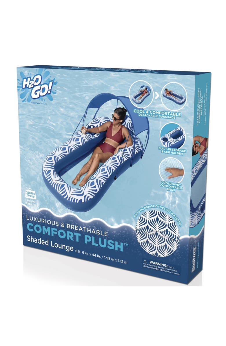 H2OGO! Comfort Plush Shaded Pool Lounge Float, Alternate, color, Multicolored